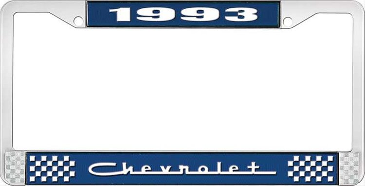 1993 Chevrolet Blue And Chrome License Plate Frame With White Lettering