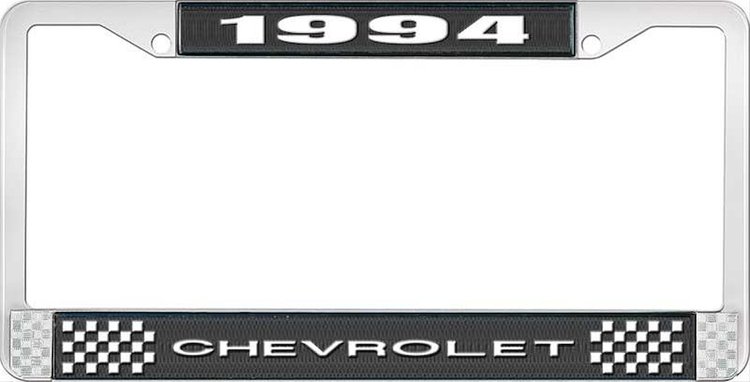 1994 Chevrolet Black And Chrome License Plate Frame With White Lettering