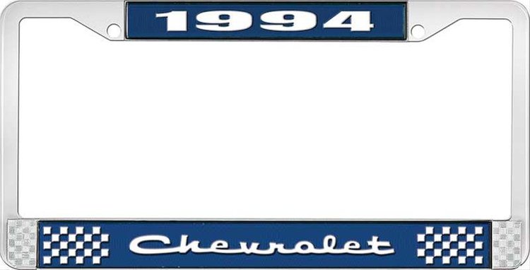 1994 Chevrolet Blue And Chrome License Plate Frame With White Lettering