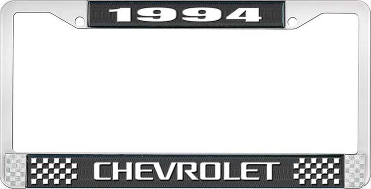 1994 Chevrolet Black And Chrome License Plate Frame With White Lettering