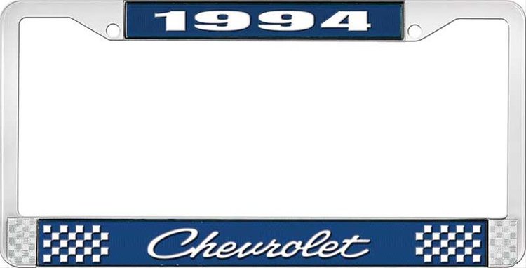 1994 Chevrolet Blue And Chrome License Plate Frame With White Lettering
