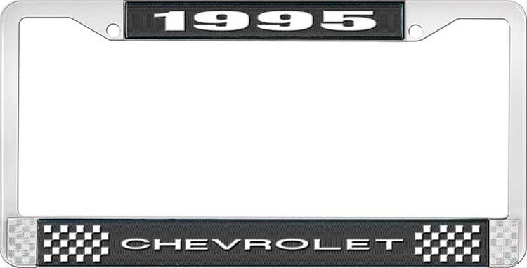 1995 Chevrolet Black And Chrome License Plate Frame With White Lettering