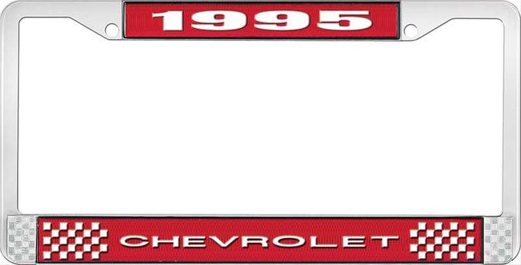 1995 Chevrolet Red And Chrome License Plate Frame With White Lettering