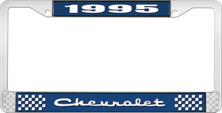 1995 Chevrolet Blue And Chrome License Plate Frame With White Lettering