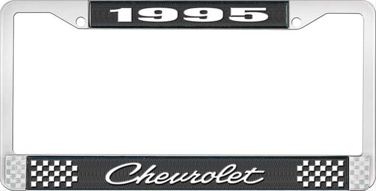 1995 Chevrolet Black And Chrome License Plate Frame With White Lettering
