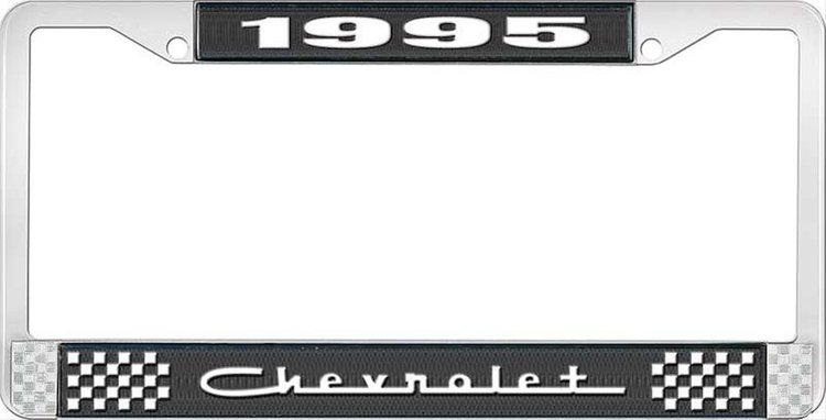 1995 Chevrolet Black And Chrome License Plate Frame With White Lettering