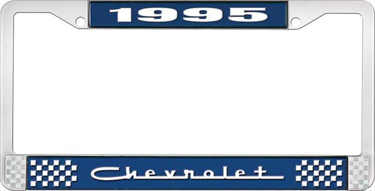 1995 Chevrolet Blue And Chrome License Plate Frame With White Lettering