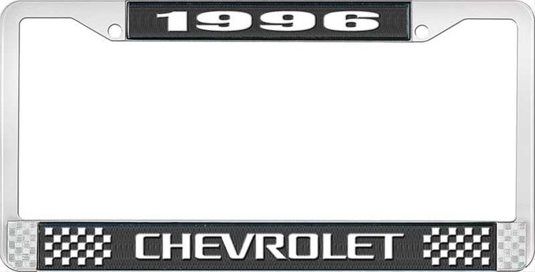 1996 Chevrolet Black And Chrome License Plate Frame With White Lettering