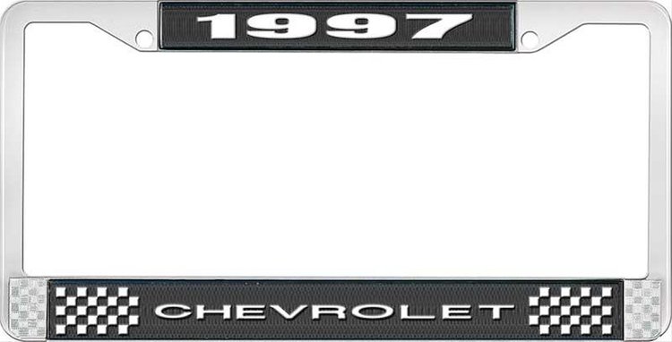 1997 Chevrolet Black And Chrome License Plate Frame With White Lettering