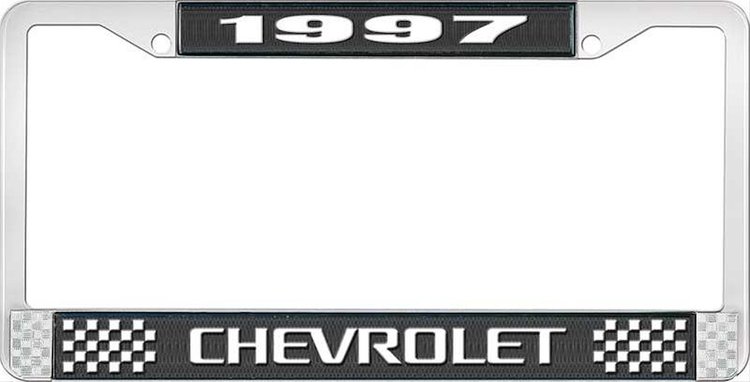 1997 Chevrolet Black And Chrome License Plate Frame With White Lettering