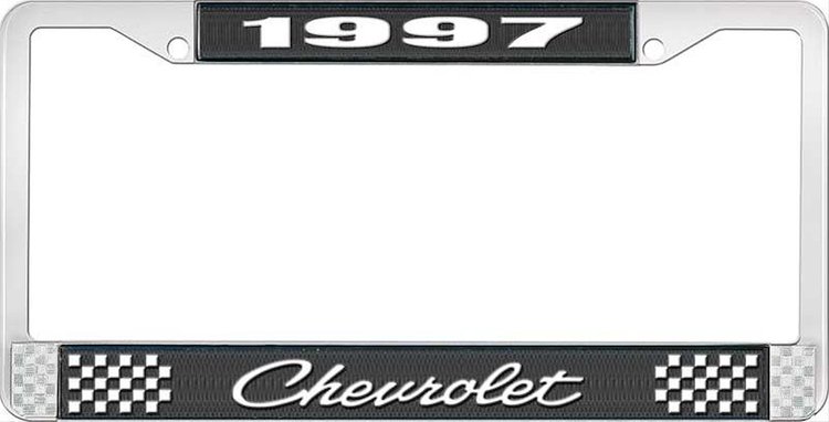 1997 Chevrolet Black And Chrome License Plate Frame With White Lettering