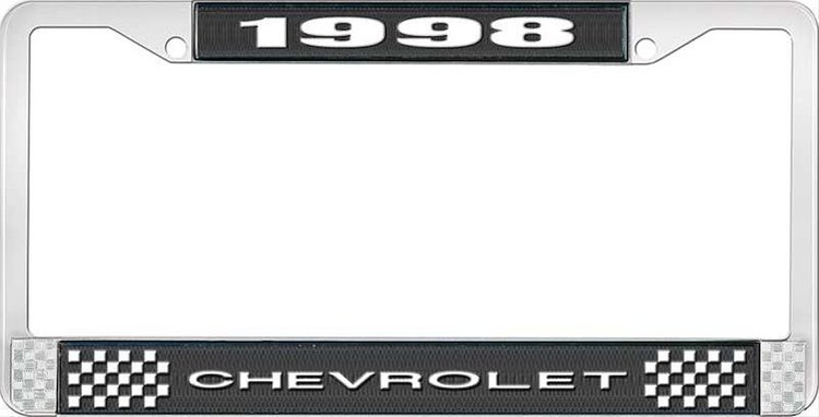 1998 Chevrolet Black And Chrome License Plate Frame With White Lettering