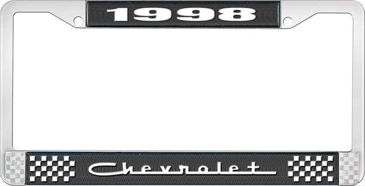 1998 Chevrolet Black And Chrome License Plate Frame With White Lettering
