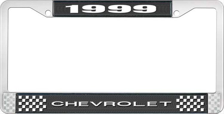1999 Chevrolet Black And Chrome License Plate Frame With White Lettering