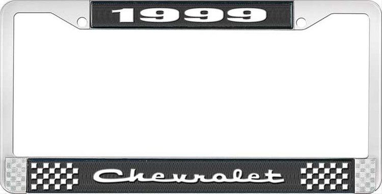1999 Chevrolet Black And Chrome License Plate Frame With White Lettering
