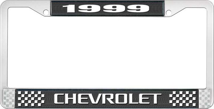 1999 Chevrolet Black And Chrome License Plate Frame With White Lettering