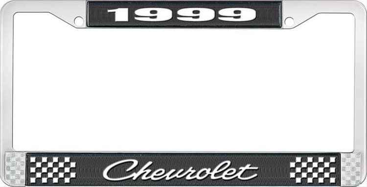 1999 Chevrolet Black And Chrome License Plate Frame With White Lettering
