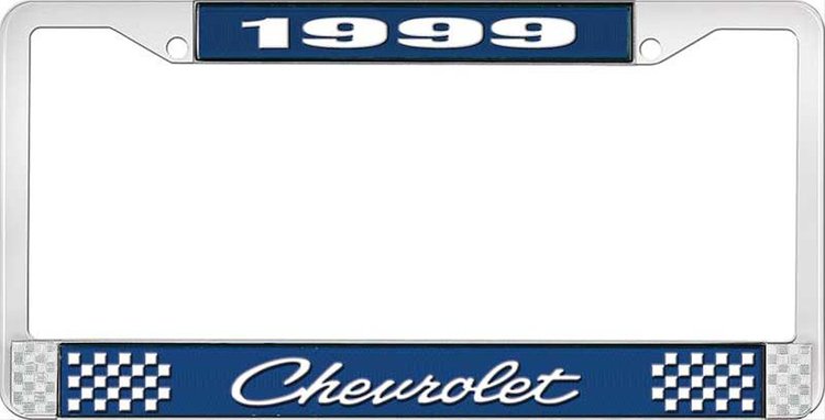 1999 Chevrolet Blue And Chrome License Plate Frame With White Lettering