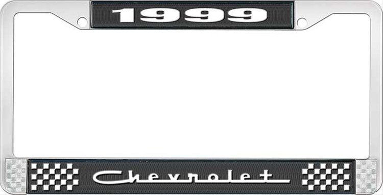 1999 Chevrolet Black And Chrome License Plate Frame With White Lettering