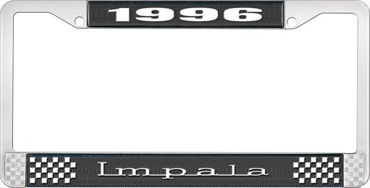 1996 Impala Black And Chrome License Plate Frame With White Lettering