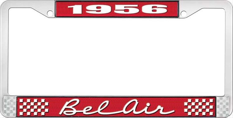 1956 Bel Air Red And Chrome License Plate Frame With White Lettering