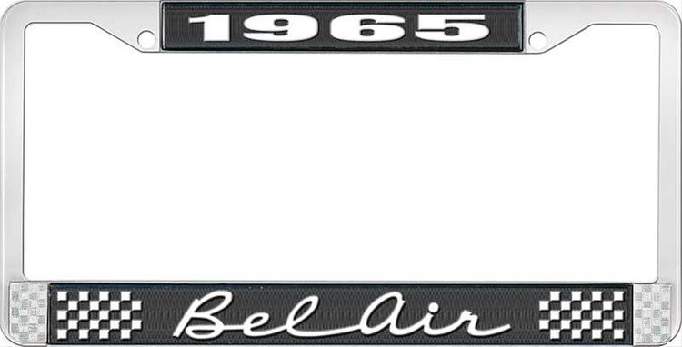 1965 Bel Air Black And Chrome License Plate Frame With White Lettering