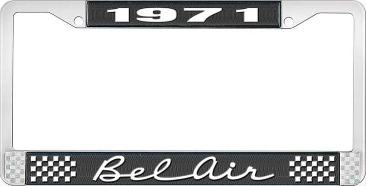 1971 Bel Air Black And Chrome License Plate Frame With White Lettering