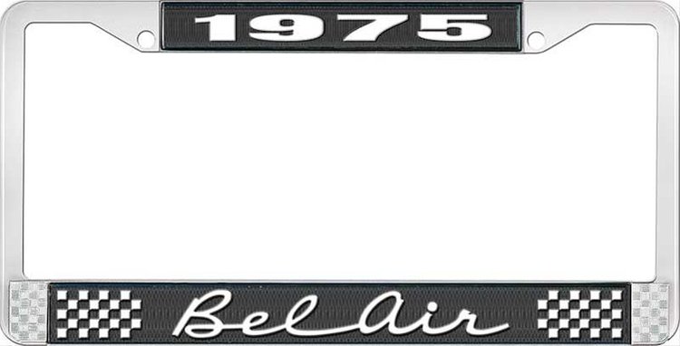 1975 Bel Air Black And Chrome License Plate Frame With White Lettering