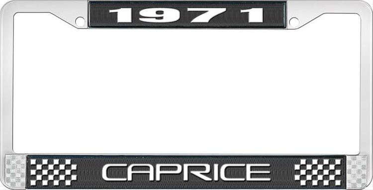 1971 Caprice Black And Chrome License Plate Frame With White Lettering