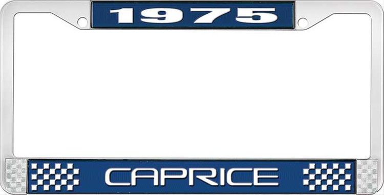 1975 Caprice Blue And Chrome License Plate Frame With White Lettering