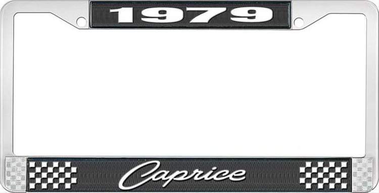 1979 Caprice Black And Chrome License Plate Frame With White Lettering
