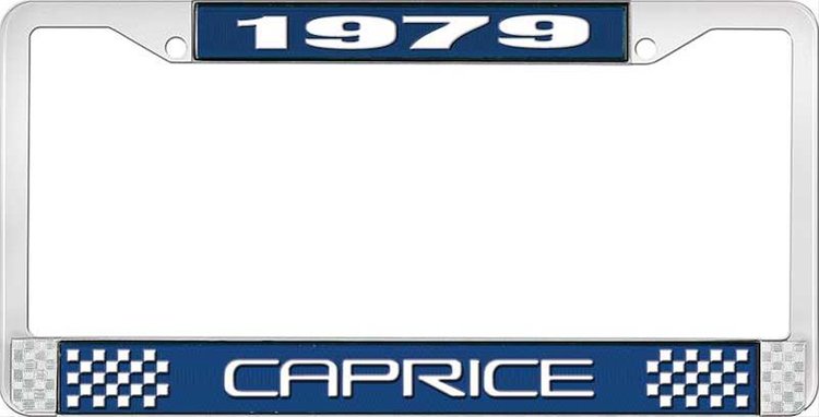 1979 Caprice Blue And Chrome License Plate Frame With White Lettering