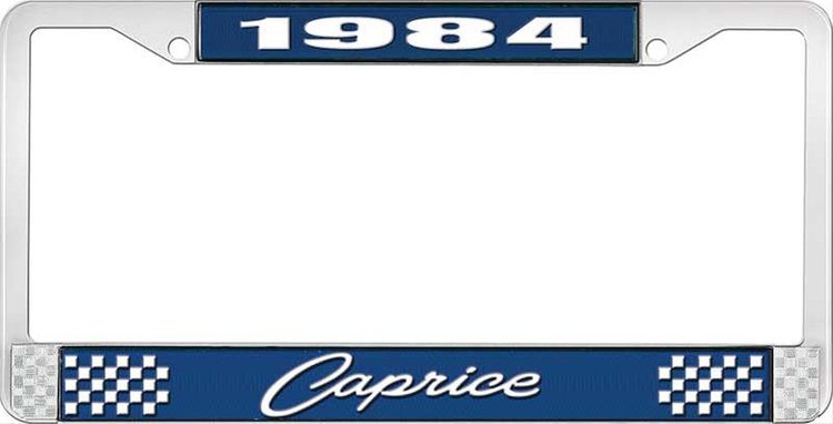 1984 Caprice Blue And Chrome License Plate Frame With White Lettering