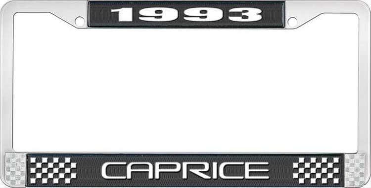 1993 Caprice Black And Chrome License Plate Frame With White Lettering
