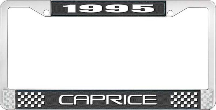 1995 Caprice Black And Chrome License Plate Frame With White Lettering