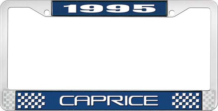 1995 Caprice Blue And Chrome License Plate Frame With White Lettering