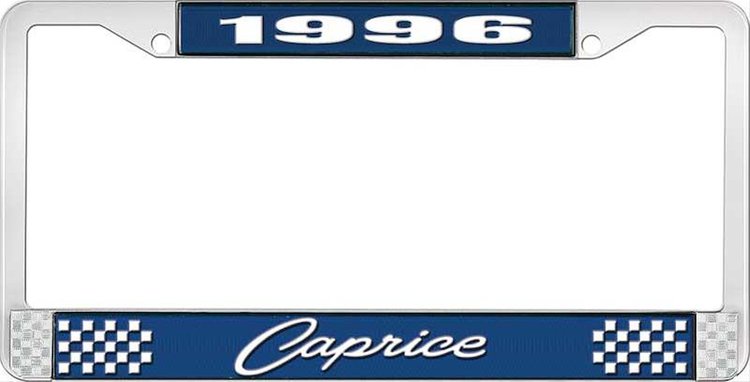 1996 Caprice Blue And Chrome License Plate Frame With White Lettering
