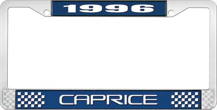 1996 Caprice Blue And Chrome License Plate Frame With White Lettering