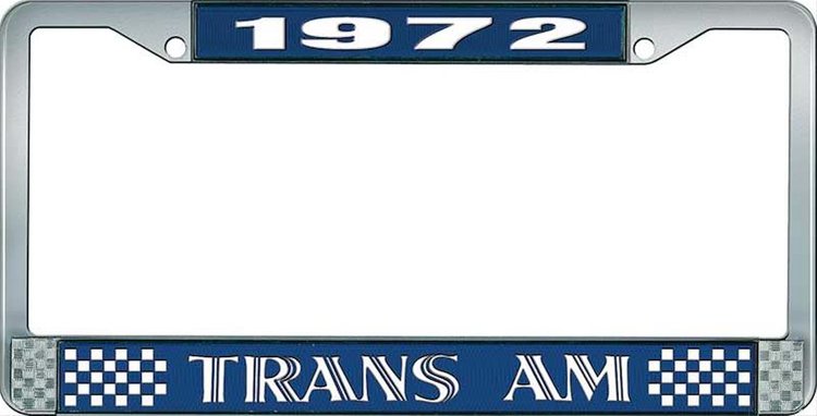 1972 Trans Am License Plate Frame Style 1 Blue