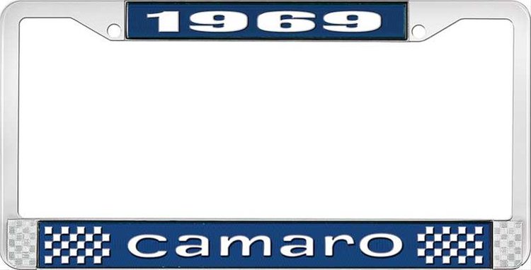 1969 Camaro License Plate Frame Style 1 Blue