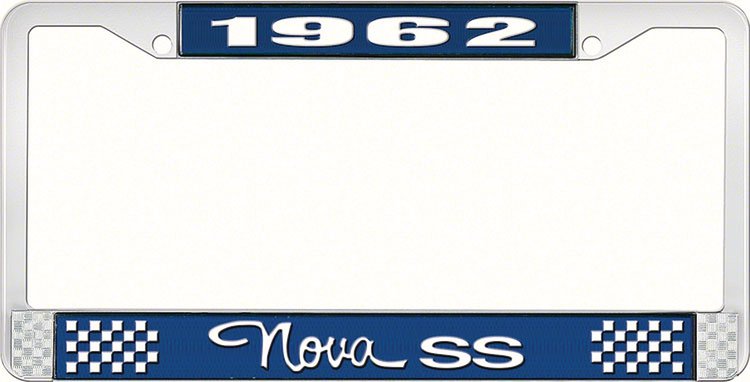 1962 Nova SS License Plate Frame Style 3 Blue