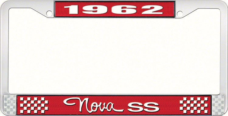 1962 Nova SS License Plate Frame Style 3 Red