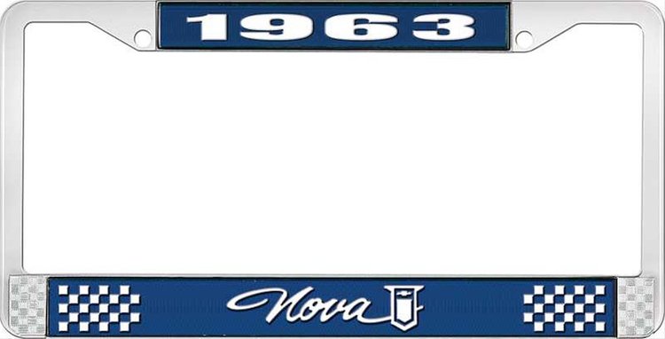 1963 Nova License Plate Frame Style 1 Blue