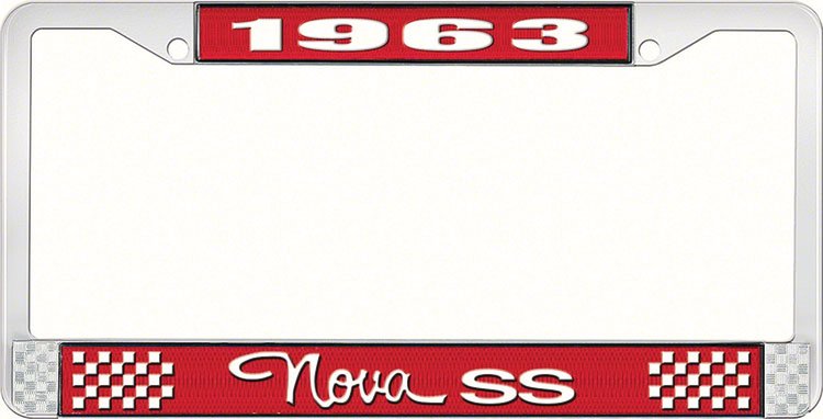 1963 Nova SS License Plate Frame Style 3 Red