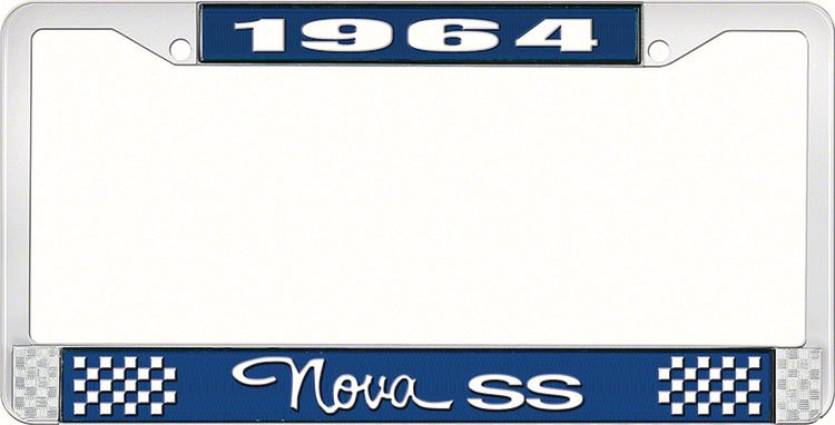 1964 Nova SS License Plate Frame Style 3 Blue