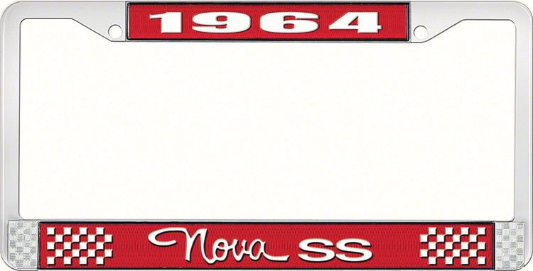 1964 Nova SS License Plate Frame Style 3 Red