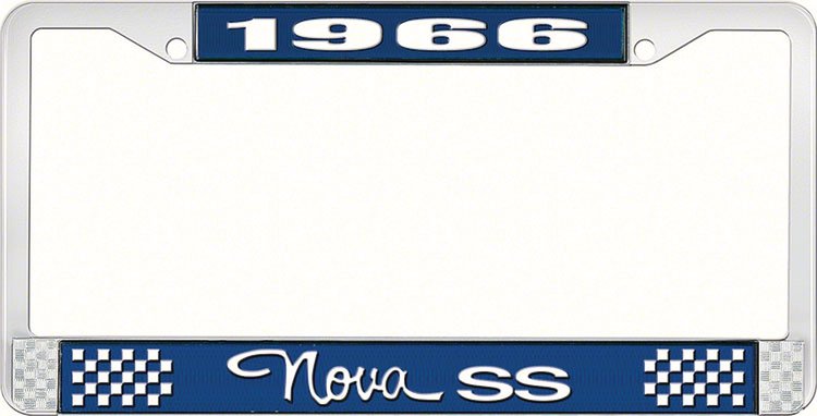 1966 Nova SS License Plate Frame Style 3 Blue