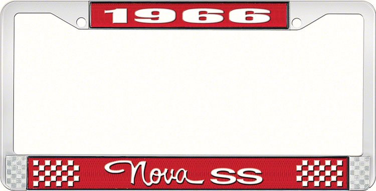 1966 Nova SS License Plate Frame Style 3 Red