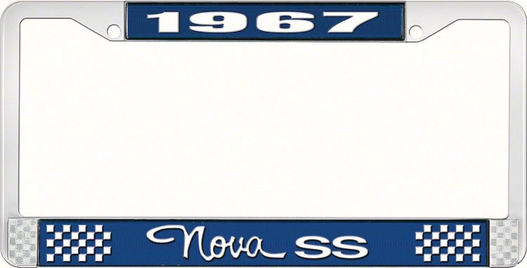 1967 Nova SS License Plate Frame Style 3 Blue
