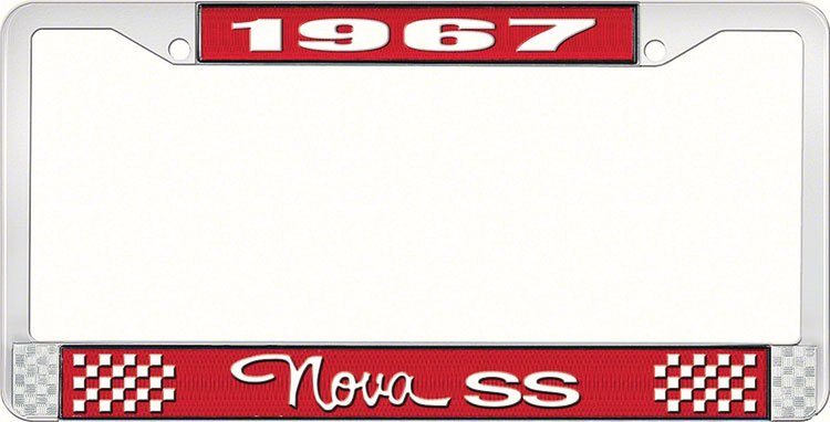 1967 Nova SS License Plate Frame Style 3 Red